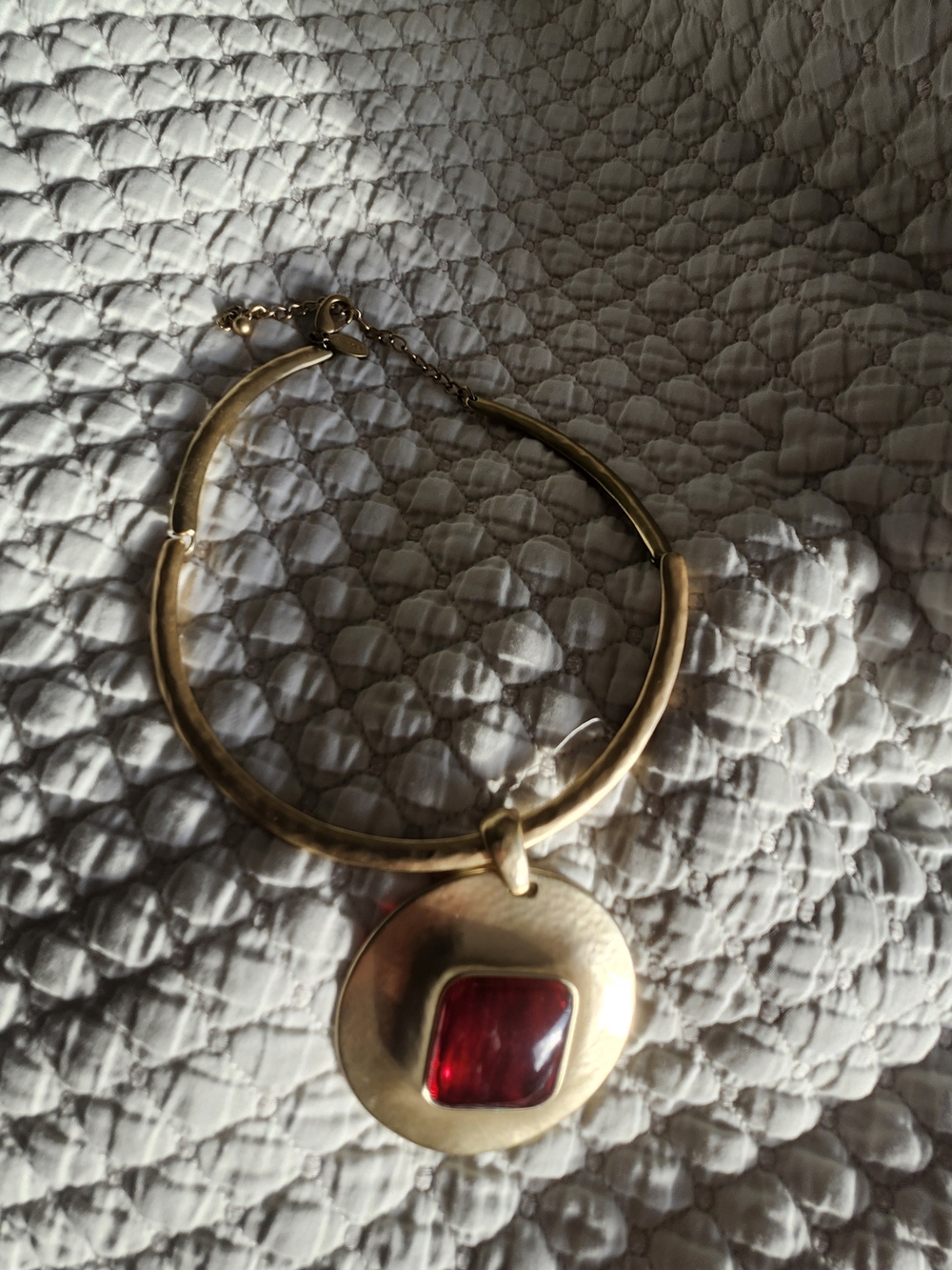 Chico's Gold-Tone Necklace with Red Pendant